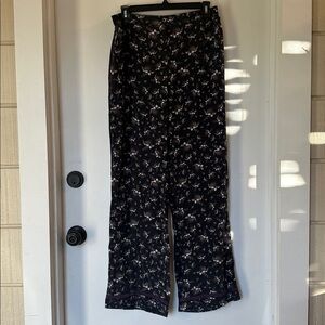 Fendi Pajama Pants 44 US 8 Black Silk Abyss Print Italy Ivory Luxury